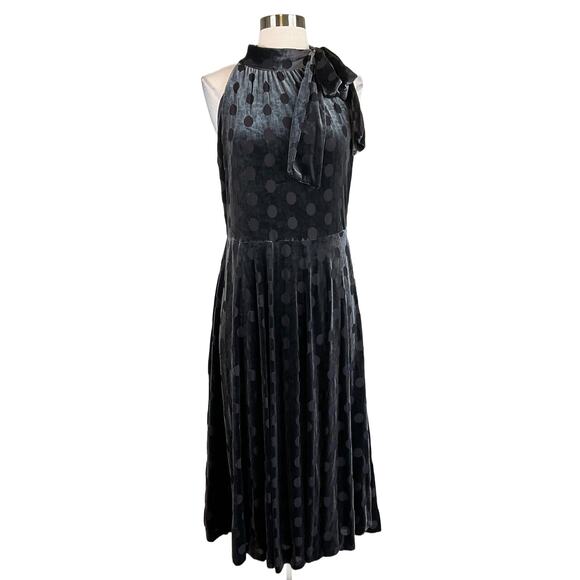 Calvin Klein Women's Cocktail Dress Size 10 Gray Velvet Polka Dot Fit and Flare - Picture 1 of 14